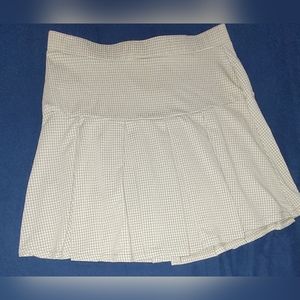 Urban Romantics pleated, knit, mini skirt, tan and white check, Size M